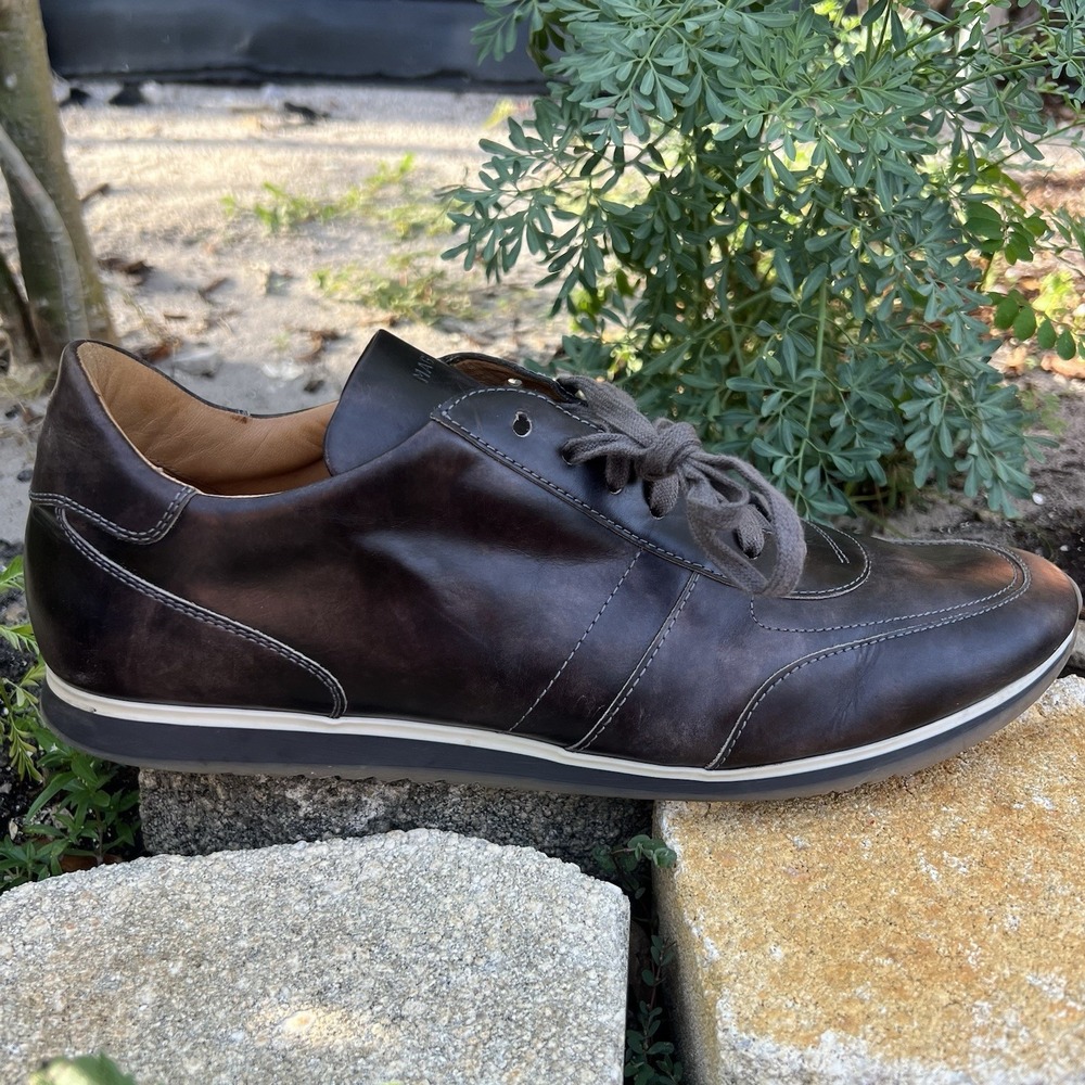 Magnanni For Neiman Marcus Sneakers Men 11 M Brown Leather Low Top Lace Up Shoes